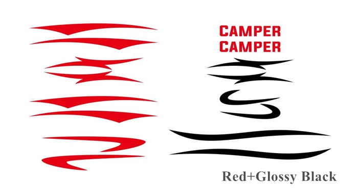 Red-Glossy Black 1 комплект для дома на колесах, трейлер для путешествий, кемпер, Лошадиная коробка для автомобиля, спортивные полосы, графика, виниловые наклейки, авто тело, двусторонний декор, наклейка - Название цвета: Red-Glossy Black