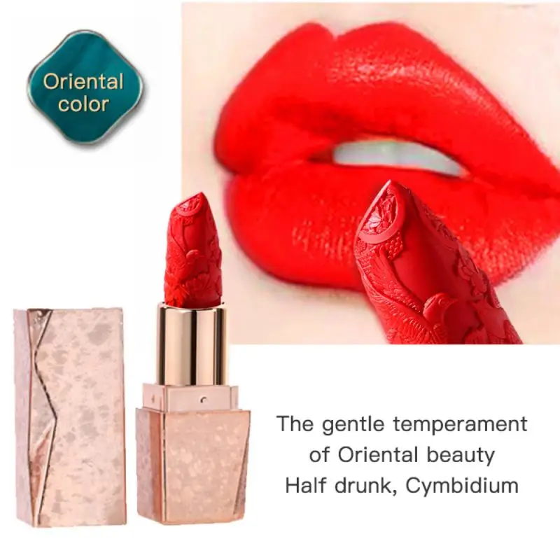 

6 Colors Retro Style Carved Lipstick Smooth Velvet Matte Moisturizing Nounrishing Non-stick Highly Pigmented Lasting Makeup