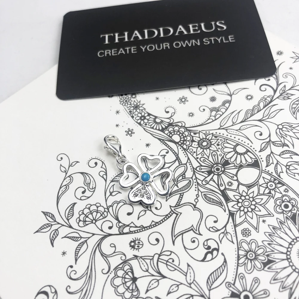 Стерлинговое Серебро с голубым камнем 925 пробы женская мода четырехлистный