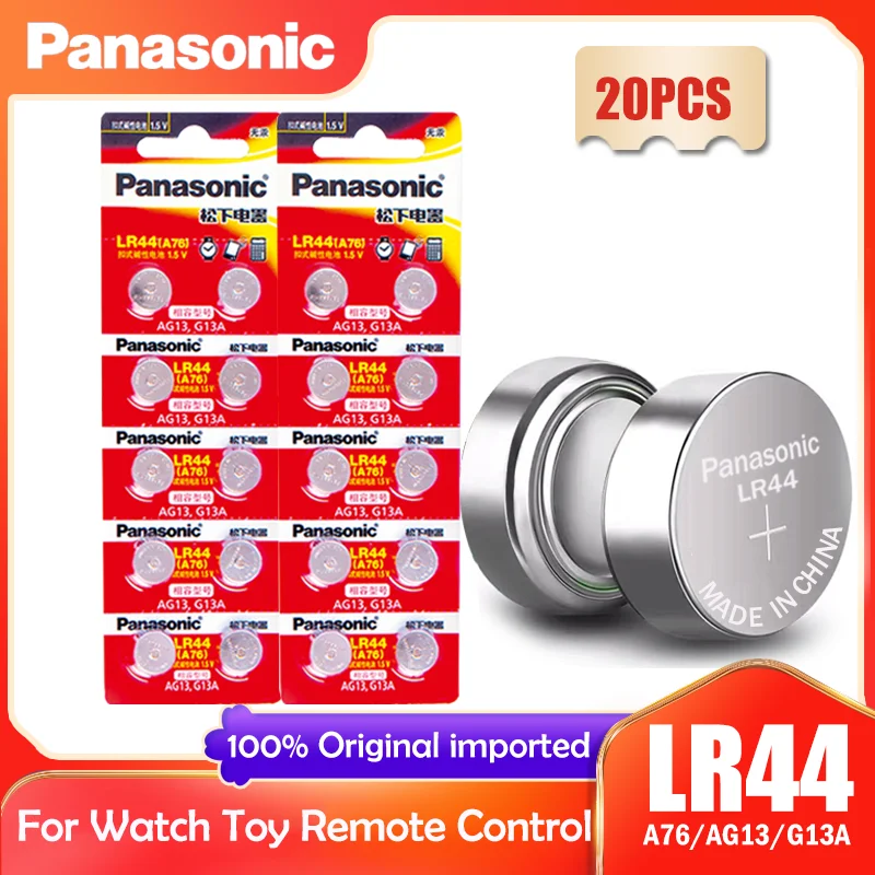 Кнопочная ячейка Panasonic LR44 LR 44 A76 AG13 1 5 V G13A LR1154 SR1154 357A SR44 SR44SW SR44W GP76 аккумулятор для