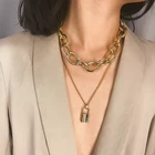 Ожерелье srnick женское, Двухслойное винтажное ожерелье с кулоном в виде замка, шейный воротник в стиле панк, изящное эффектное колье