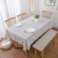 nordic vintage plaid tassel tablecloth wedding dining party home decor table cloth cover towel