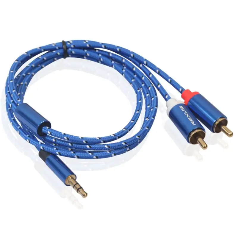 Аудио кабель 0 5/1/1.8/3/5/10/15 м RCA аудио 2RCA Мужской до 3 5 мм Джек 2 AUX хлопковой оплетке