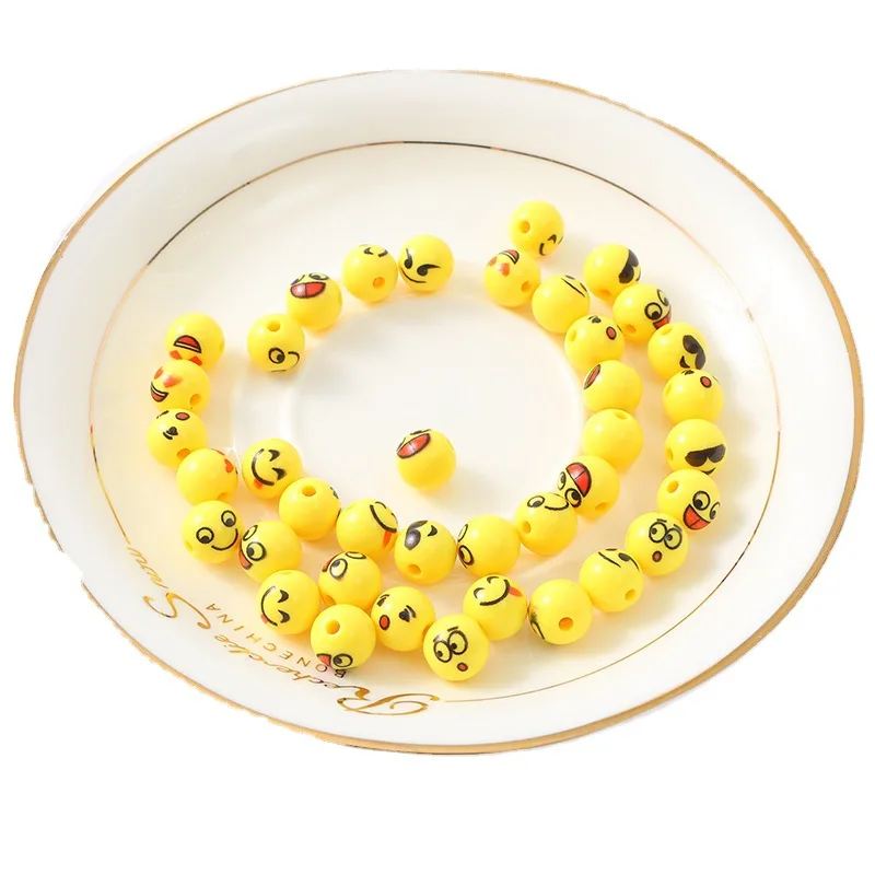 

Hobbyworker Round Yellow Cartoon Acrylic Smiley Bead for DIY Necklace Bracelet Jewelry Making B0042