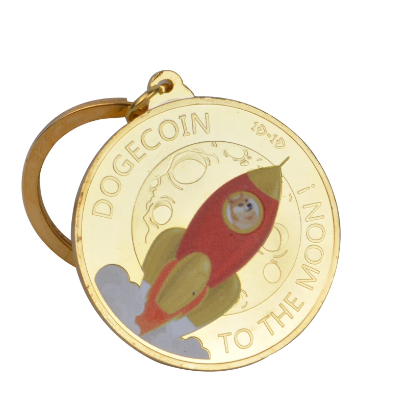 Хит продаж металлический брелок для ключей Dogecoin в форме мух и Луны | Дом сад