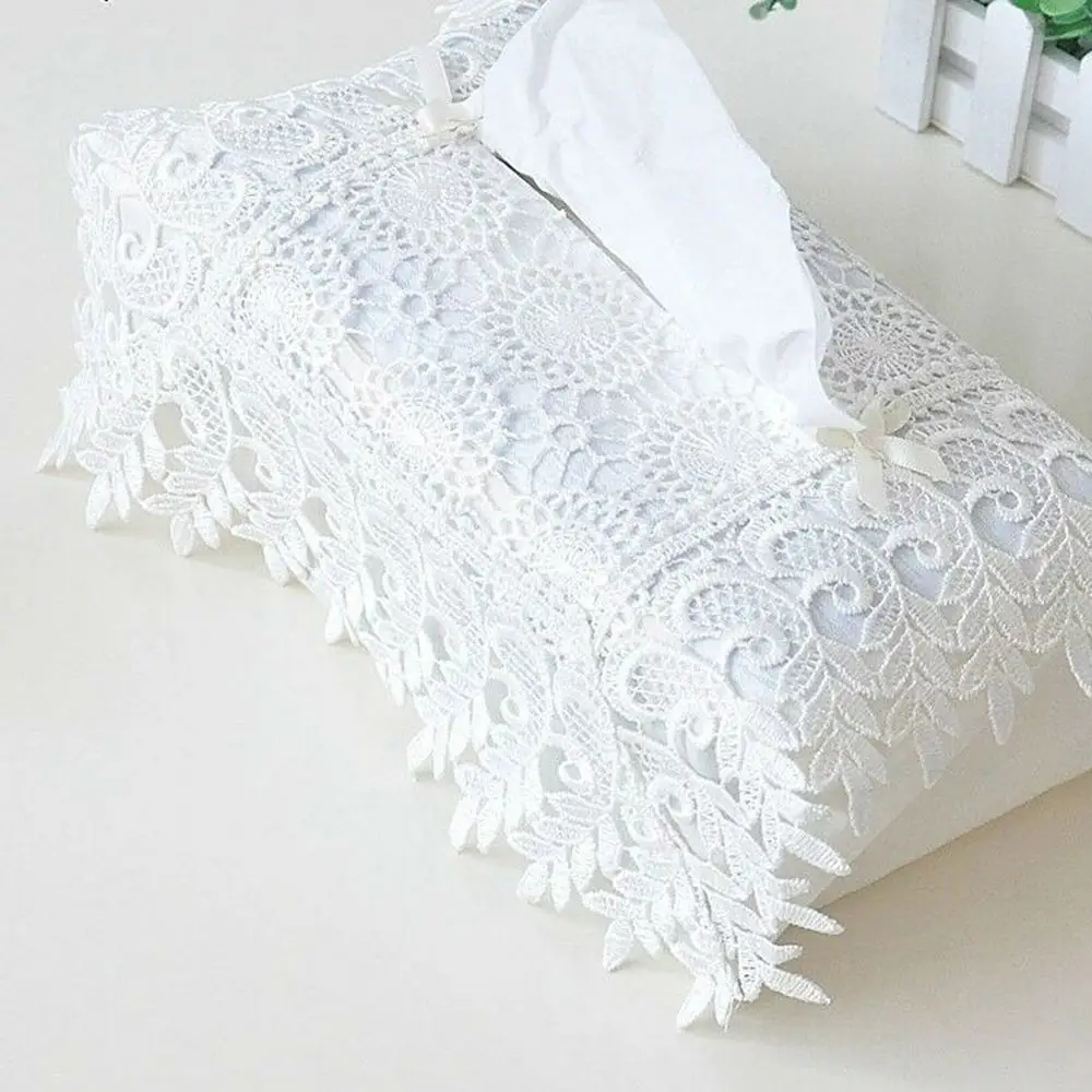 Вышитый кружевной чехол для салфеток автомобильной бумаги в винтажном стиле