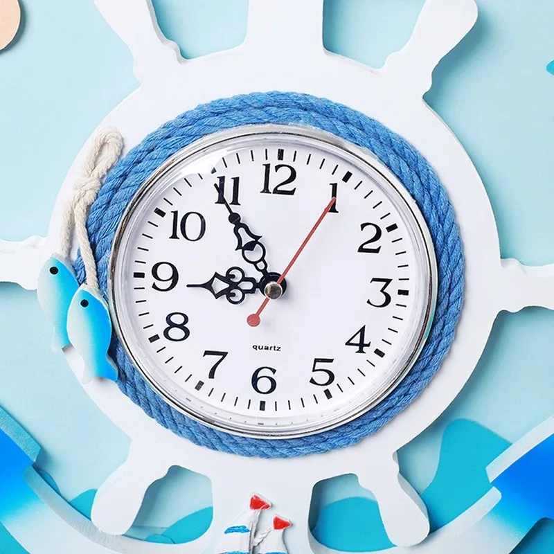 Настенные часы с якорем Пляжная морская тема звездное колесо корабля настенные