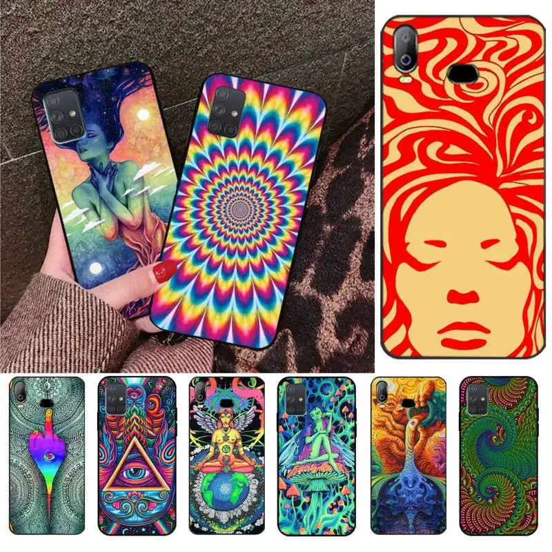 

CUTEWANAN Colourful Psychedelic Trippy Art Silicone Phone Cover For Samsung A10 A20 A30 A40 A50 A70 A80 A71 A91 A51 A6 A8 2018