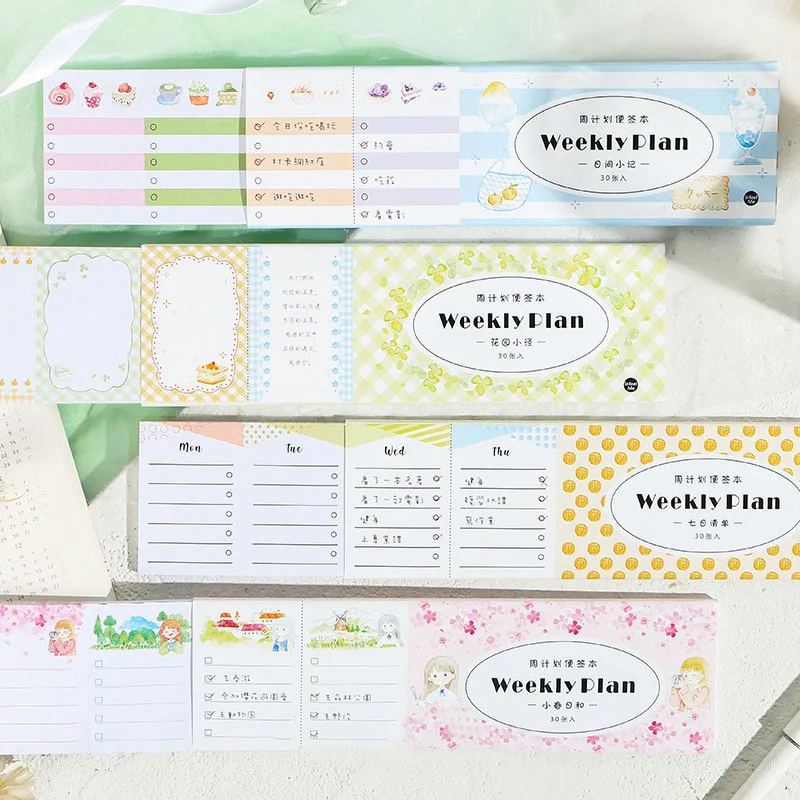Милые блокноты для заметок Weeklyplan Kawaii List клейкие заметки детей подарки девочек