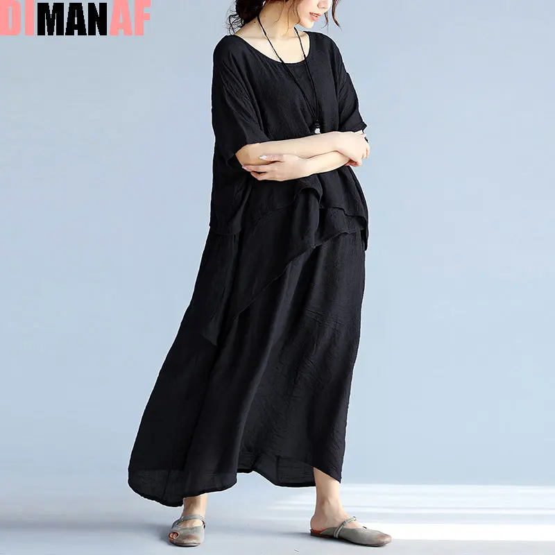 Женское Драпированное Платье оверсайз однотонное льняное Повседневное платье с