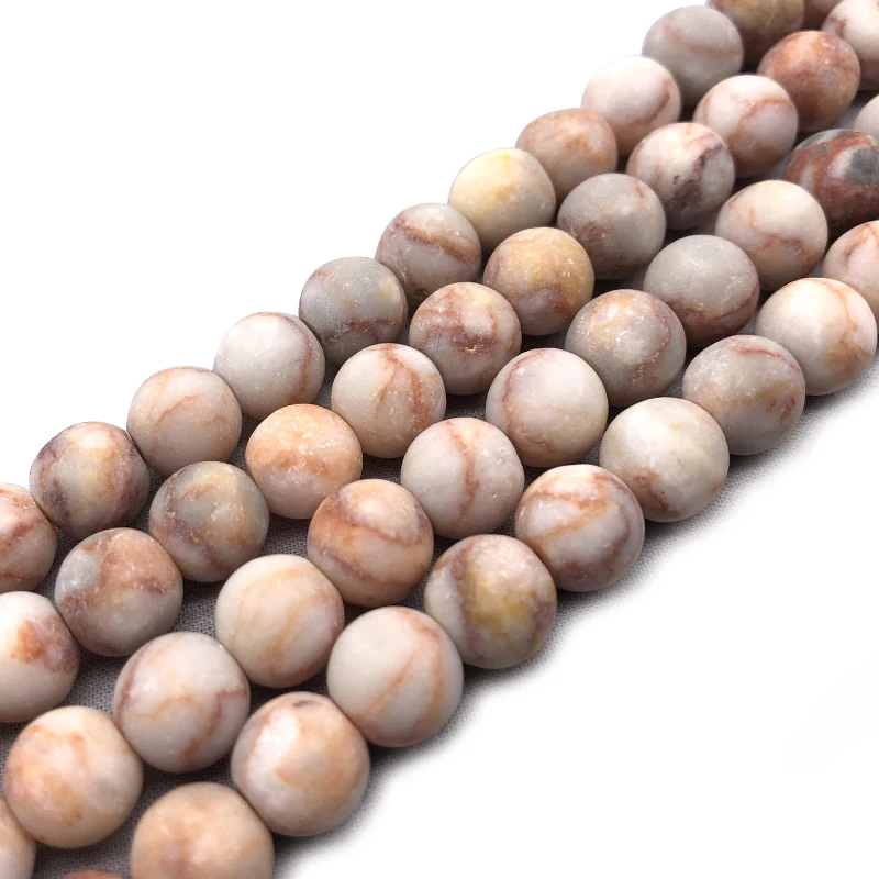 Круглые бусины из матового Красного сетчатого камня незакрепленные для