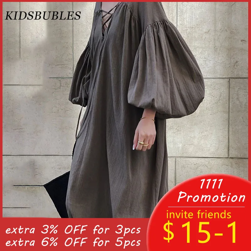 Женские платья 2020 летний пуловер с рукавами пузырьками ажурные повседневные