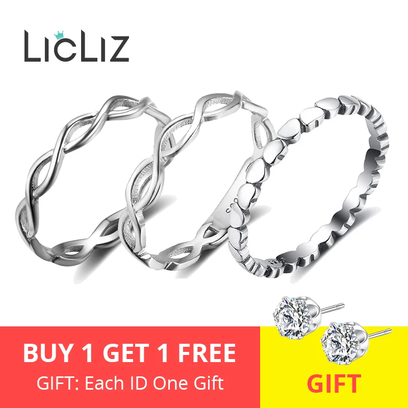 LicLiz, 925 пробы, серебряные ювелирные изделия, полые, плетеные, Twist of Fate, крест, кольца для женщин, звезда, лист, сердце, V кольцо, ювелирное изделие, подарок LR0468