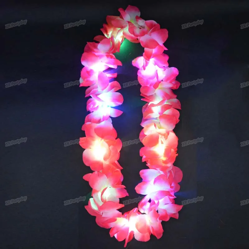 Светящаяся гирлянда с гавайским Луау цветком ожерелье леи Hula венок неоновая