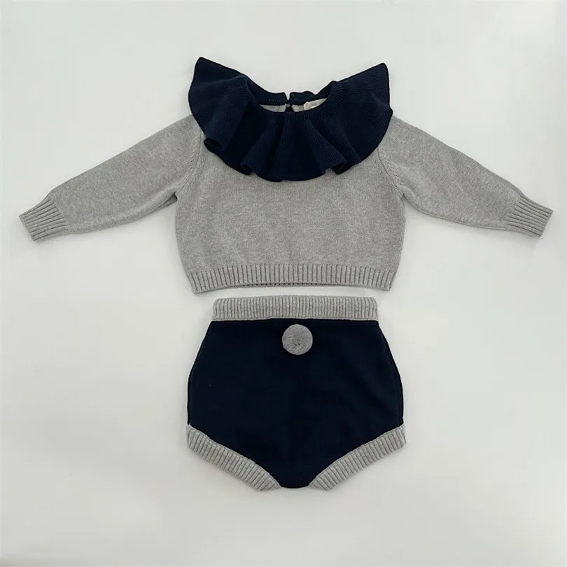

Knitted Baby Girls Clothes Autumn Girls Sweater Pullover Ruffle Collar Children Sweater Girl Knitwear Toddler Pullover Tops