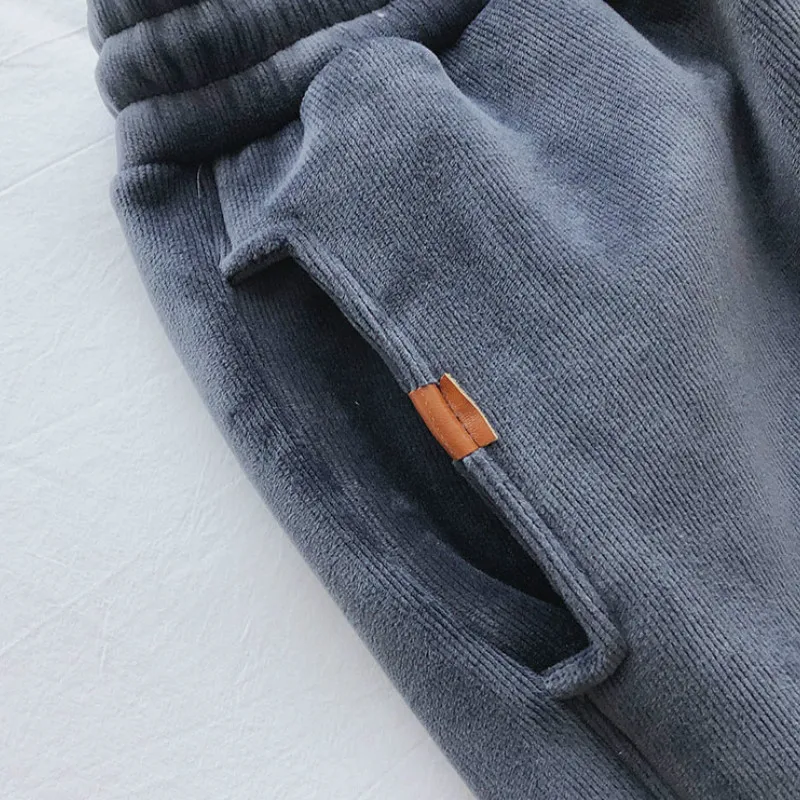 

Sweatpants Woman Plus Velvet Thick Autumn and Winter Plus Size Women's Pants Loose Solid High Waist Trousers