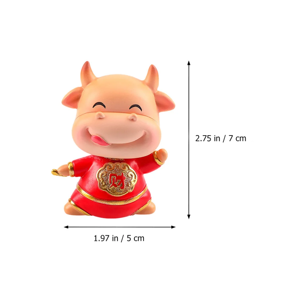 

4pcs Lovely Ox Year Mascot Figurines Car Decor Ornaments Desktop Adornment