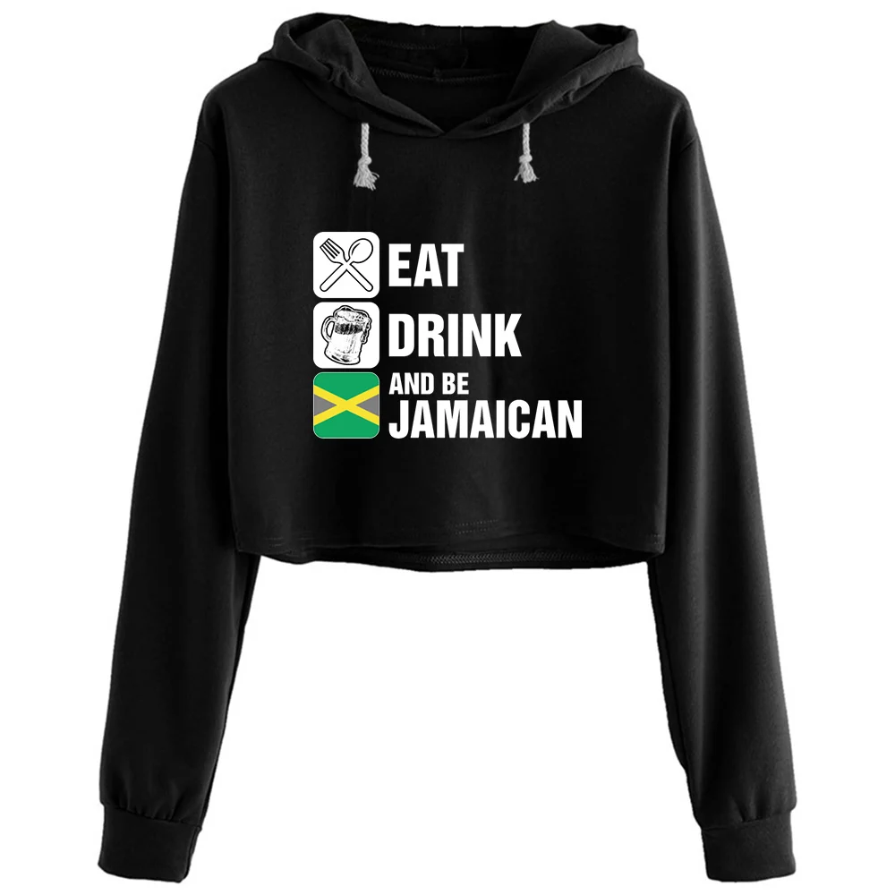 

Женские худи с капюшоном Eat Drink And Be Jamaican Kpop Korean Y2k Kawaii пуловер для девочек