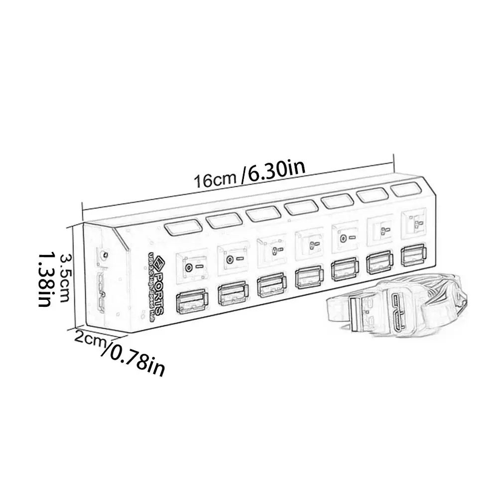 Usb-хаб Micro USB 3,0 концентратор разветвитель с адаптером питания USB 4/7 порт Hab высокоскоростной 5 Гбит/с USB разветвитель 3,0 концентратор для ПК Аксессуары