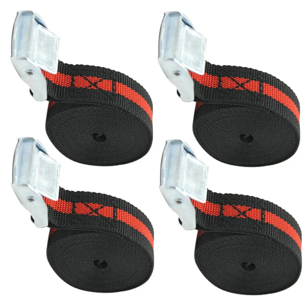 

4 Pcs Car Metal Cam Buckle Tie Down Straps Cargo Lash Luggage Belt For Trailers Caravan Pickup RV Motorhome 2500X25mm