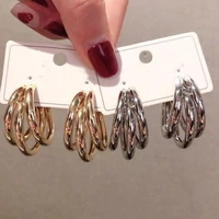 new golden big hoop earrings korean geometry metal gold earrings for women female retro drop earrings trend fashion jewelry