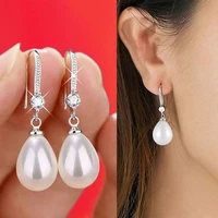 fashion pearls drop earrings for women shiny red round imitation pearls earrings jewelry for women 2021