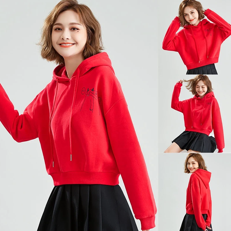 

Autumn and Winter New Style Loose Short Casual Slimming Hoodie Women'S Korean-Style Sweatshirts