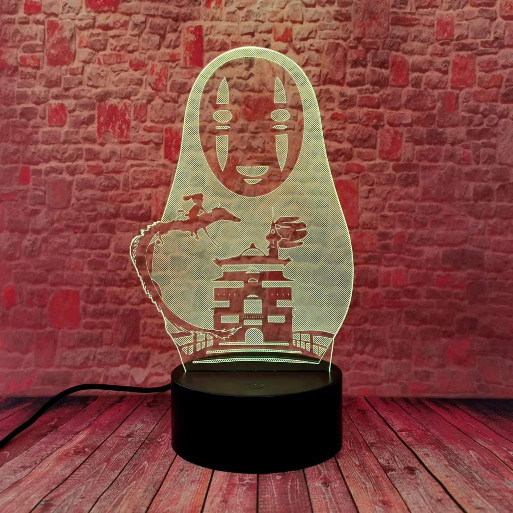 

Мигающая модель Kaonashi без лица, 3D Светодиодная лампа, японская манга, Унесенные призраками аниме, фигурка, игрушки для детей