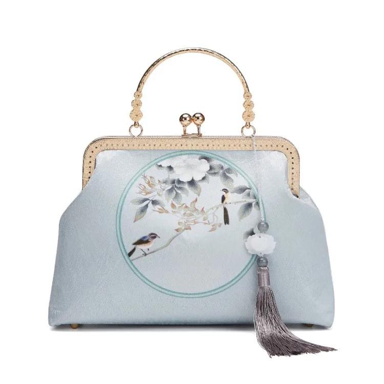 

Женский клатч ручной работы, Ретро Сумка-Ципао, Нежная шелковая вышивка с кисточками и металлическим замком, вечерняя сумка в китайском сти...