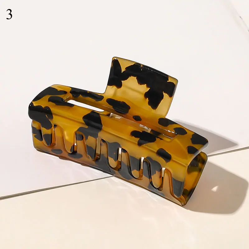 Leopard Hair Claws Geometric Acetate Grab Clamp Banana Clip Accessories Vintage Resin Large Square Hairpins |