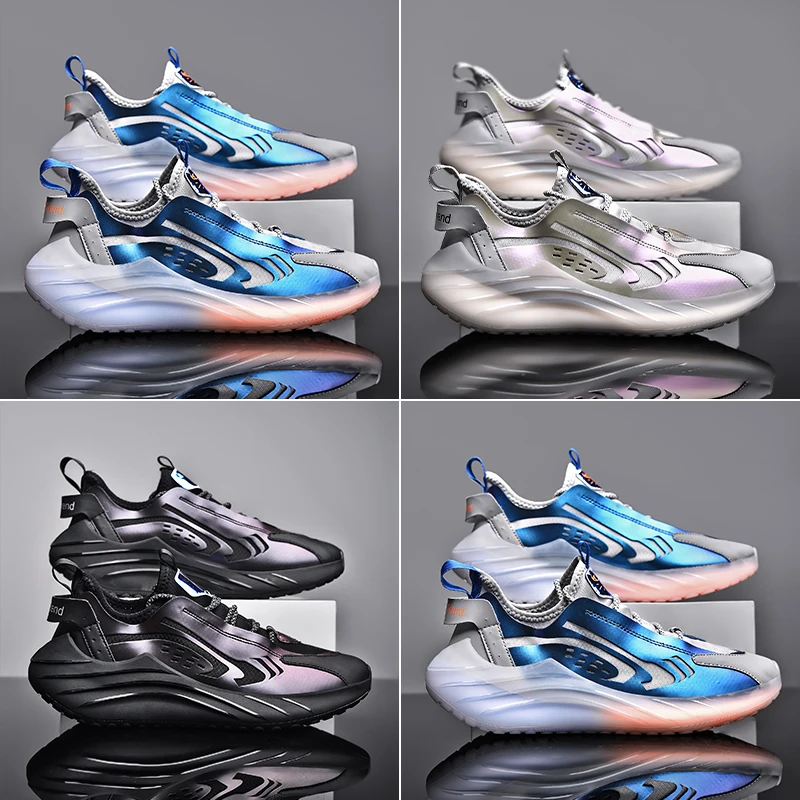 

Men's Sports Shoes 2021 Soft Sole High Elastic Mesh Lightweight Breathable Fashion Casual Shoes Outdoor Fitness Running Shoes
