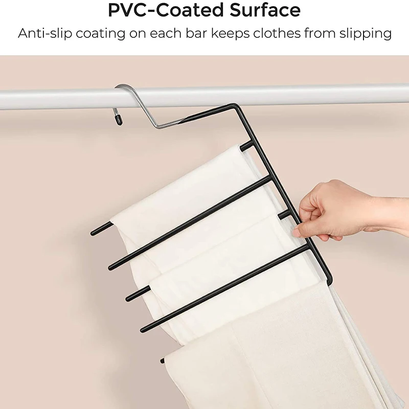 

Pants Hangers Space Saving, Set of 4 Open-Ended Clothes Hangers, Multiple Pant Hanger, Pants Organizer Hanger, Pant