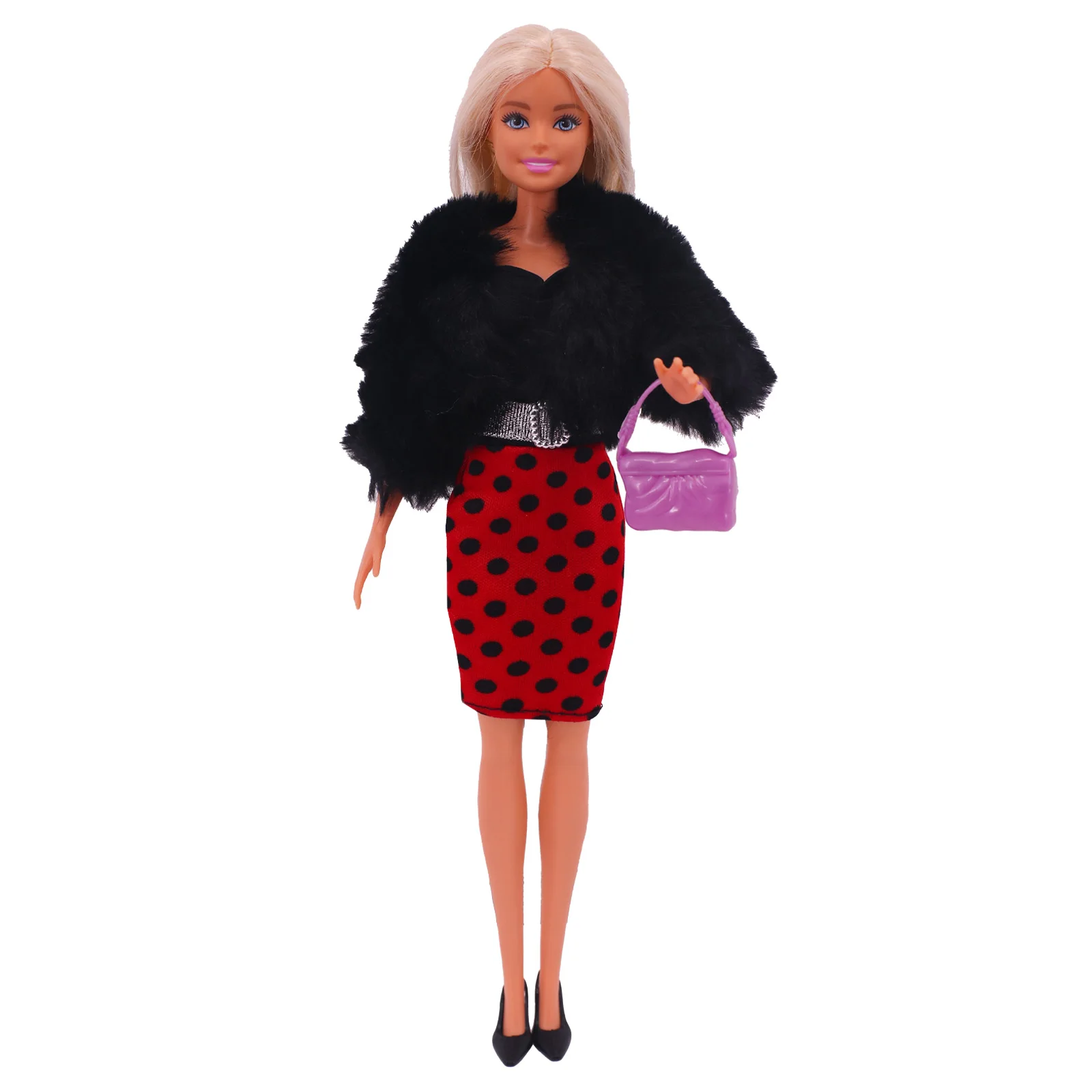 Одежда для куклы Барби платье меховое пальто свитер пижама юбка сумки аксессуары