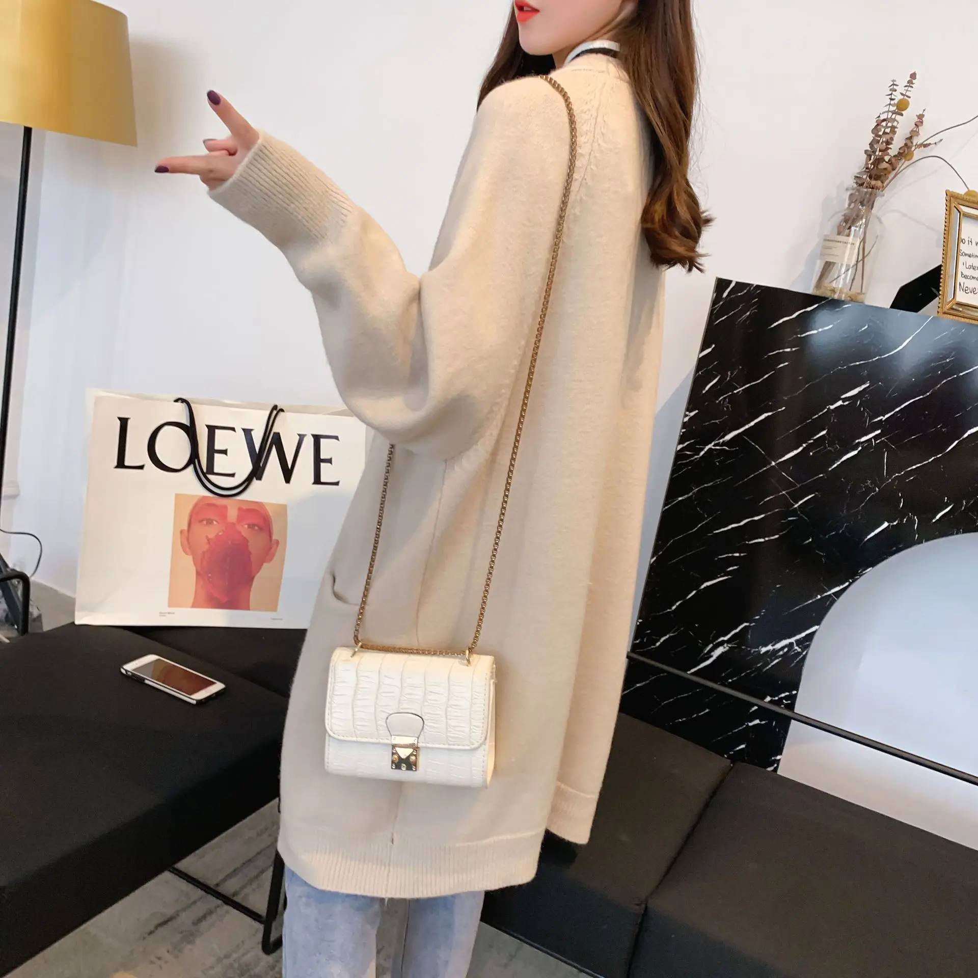 

Mid-length cardigan women's 2020 plus size women's autumn style loose and thin fashion sweater women