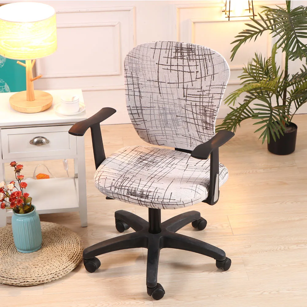 

Geometry Printed Elastic Stretch Office Computer Chair Cover Dust-proof Game Chair Slipcover Rotatable Armchair Protector