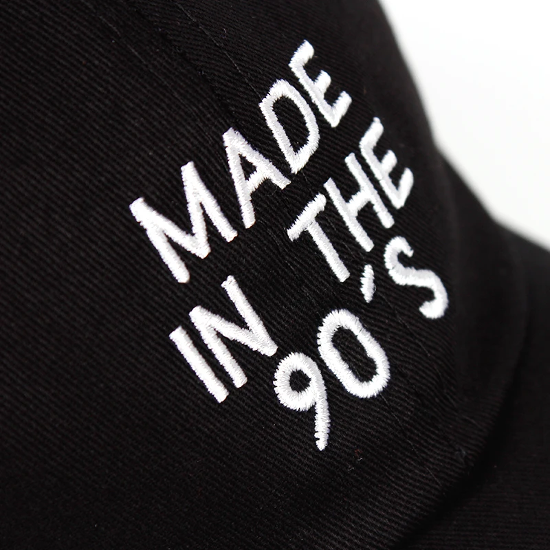 

90's Made Embroidered Dad Cap 100% Cotton Women's Men's Fashion Baseball Cap Snapback Gorras in 90's Summer Cap