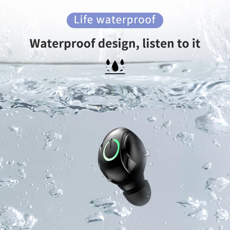 Ture Беспроводные стерео Bluetooth наушники с микрофоном, дисплей питания, музыкальная кнопка управления, Bluetooth наушники-вкладыши для смартфона