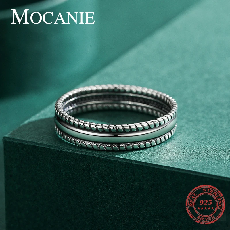 

Mocanie New Arrive 925 Sterling Silver Geometric Twist Stackable Finger Rings Ancient Rings for Women Fashion Party Punk Jewelry