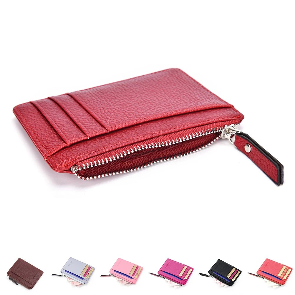 1pc Black Unisex Wallet Business Card Holder Pu Leather Coin Pocket Bus Organizer Purse Bag Men Women Red | Багаж и сумки