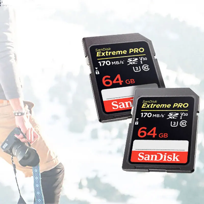 

SanDisk Extreme PRO SDHC SDXC UHS-I Card 64GB 128GB 256GB Up To 170 MB/s Class10 C10 U3 V30 UHS-I 4K 32GB 95MB/s For Camera