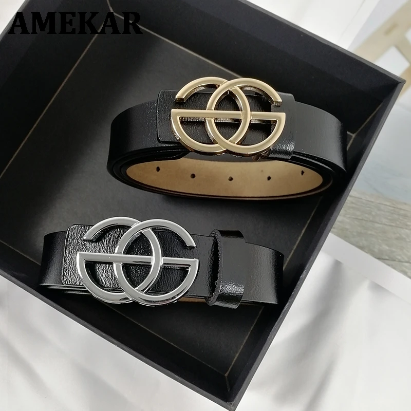 

Women's Belt Genuine Leather Luxury Pin Buckle Designer Belts Fashion Gold Silver Strap Jeans Decorative Casual Simple 2021