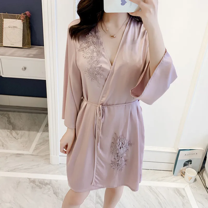 Атласное свадебное платье невесты с длинным рукавом кружевное кимоно летнее