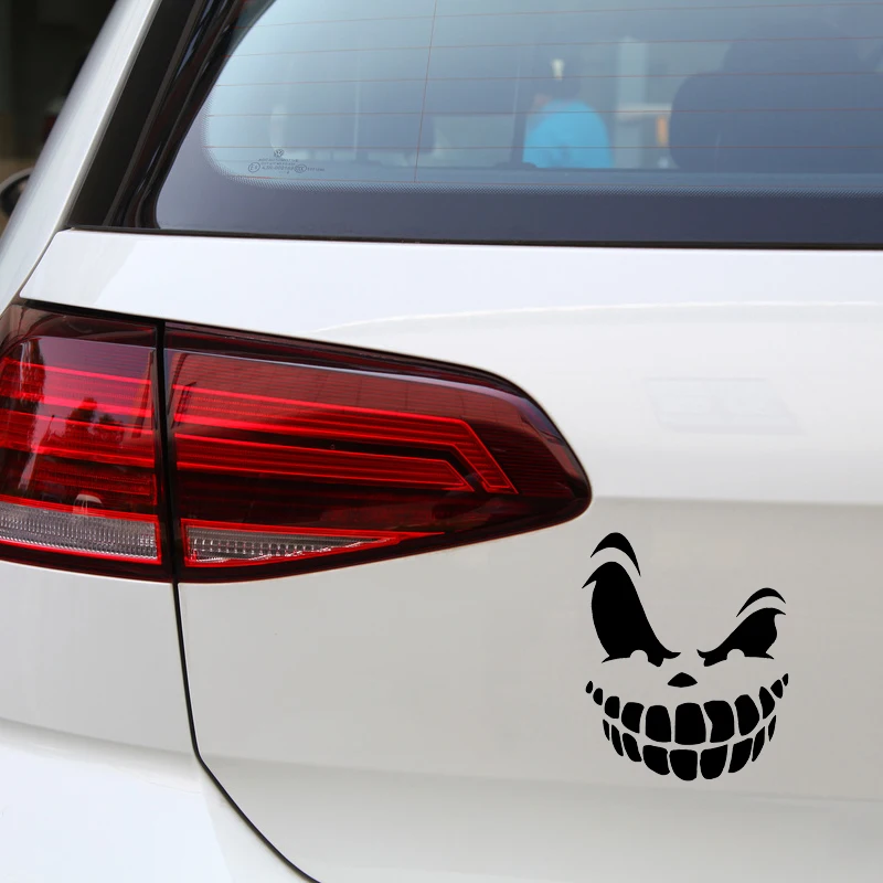 

YJZT 13.7X16.5CM Evil Face Teeth Scratch Occlusion Vinyl Decal Car Sticker Accessories C25-1134