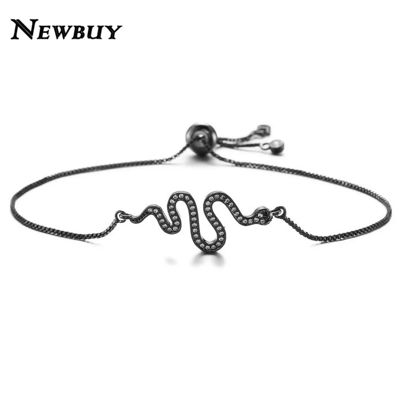 NEWBUY Мода подвеска в виде Змеи Браслеты для элегантных женщин прозрачный кубический цирконий браслет и браслет Регулируемые Браслеты Mujer - Окраска металла: NBSL028