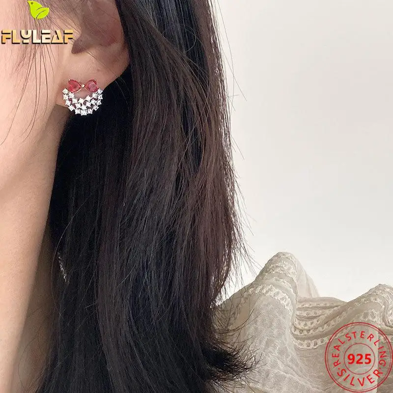 

100% 925 Sterling Silver Stud Earrings For Women Gold Fine Jewelry Femme Bow Earings Fashion Jewelry Cubic Zirconia Luxury