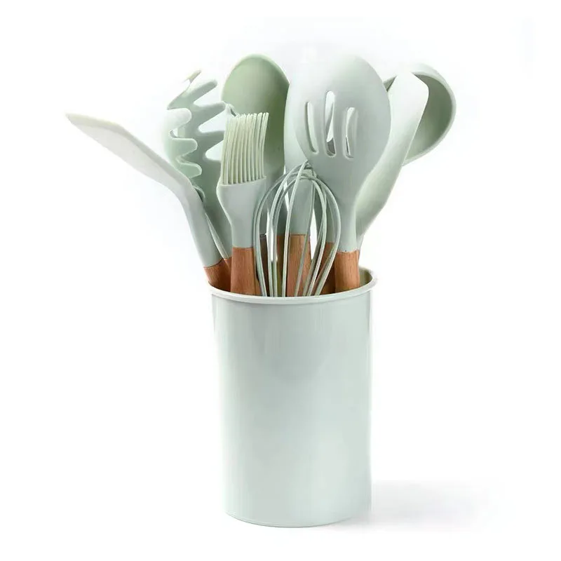 

Набор силиконовых кухонных принадлежностей, термостойкий утюжок, лопатка, ложка, антипригарная щетка, кухонные принадлежности, 12 шт.