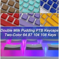 pudding pbt keycaps mechanical keyboard double shot skin milk 104 108 keys set rgb backlight oem profile keycaps gamer mx switch