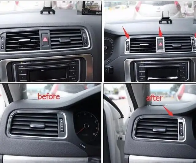 Автомобильный Стайлинг для Volkswagen Jetta MK6 2012- Нержавеющая сталь воздушный выход Кнопка регулировки рамка украшение крышка отделка 5 шт./компл