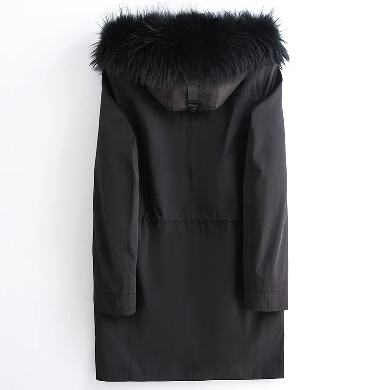 Мужское зимнее пальто с капюшоном из натурального енота парки подкладкой