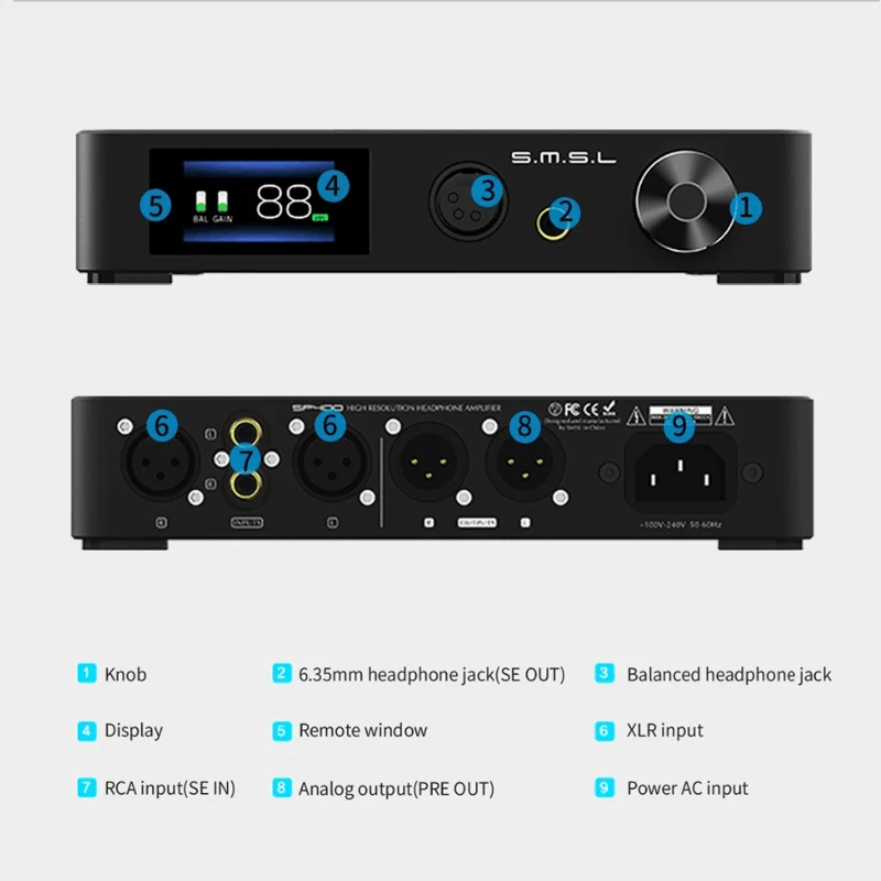 SMSL SP400 полностью сбалансированный THX AAA 888 6 5 мм SE Out XLR RCA Усилитель для наушников dac